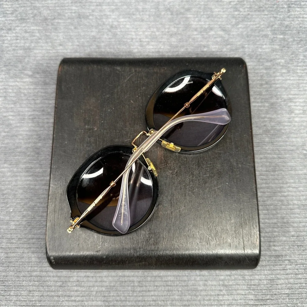 Miu Miu SMU 05Q Round Y2K Sunglasses Black Gold Metal Made in Italy 54-23-140